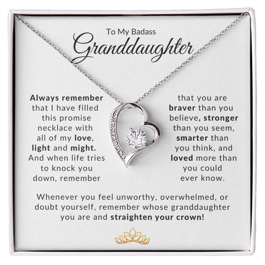 To My Badass Granddaughter / Remember  To Straighten Your Crown / Forever Love Knot Necklace